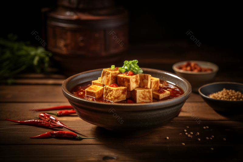 一份爆辣辣椒的美味麻婆豆腐健康食品,高清,摄影图,摄影图片,图片大全,摄影图免费下载